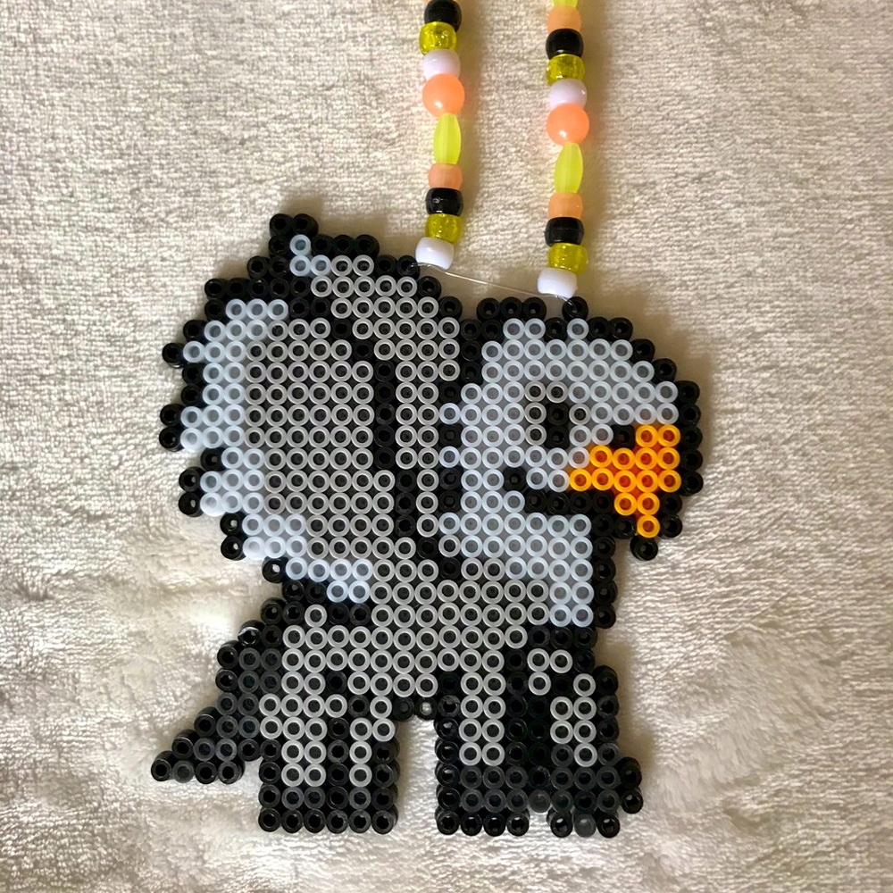 Harry Potter Rave Kandi griffin perler handmade festival necklace gray